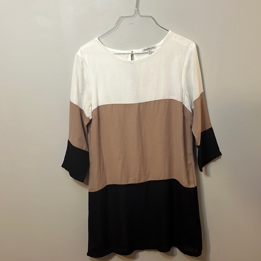Charlotte Russe White Brown Black Color Block Dress